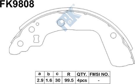 FBK FK9808 - Комплект гальм, барабанний механізм autocars.com.ua