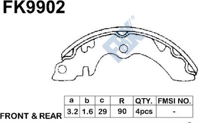 FBK FK9902 - Комплект гальм, барабанний механізм autocars.com.ua