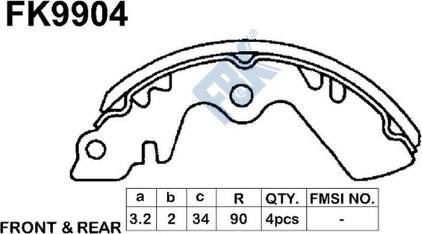 FBK FK9904 - Комплект гальм, барабанний механізм autocars.com.ua