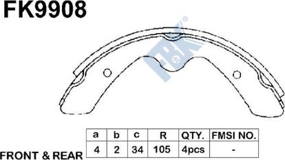 FBK FK9908 - Комплект тормозных колодок, барабанные avtokuzovplus.com.ua