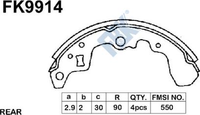 FBK FK9914 - Комплект тормозных колодок, барабанные avtokuzovplus.com.ua