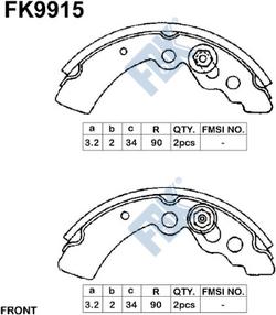 FBK FK9915 - Комплект гальм, барабанний механізм autocars.com.ua