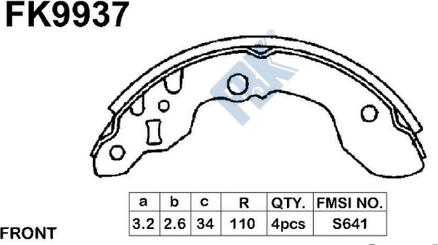 FBK FK9937 - Комплект гальм, барабанний механізм autocars.com.ua