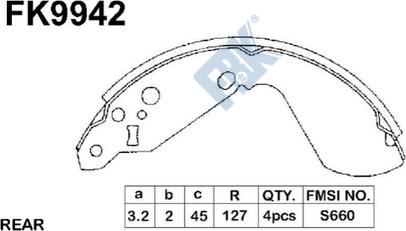 FBK FK9942 - Комплект тормозных колодок, барабанные avtokuzovplus.com.ua