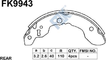 FBK FK9943 - Комплект гальм, барабанний механізм autocars.com.ua