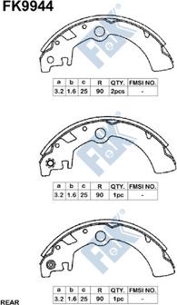 FBK FK9944 - Комплект тормозных колодок, барабанные avtokuzovplus.com.ua