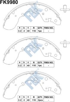 FBK FK9980 - Комплект гальм, барабанний механізм autocars.com.ua