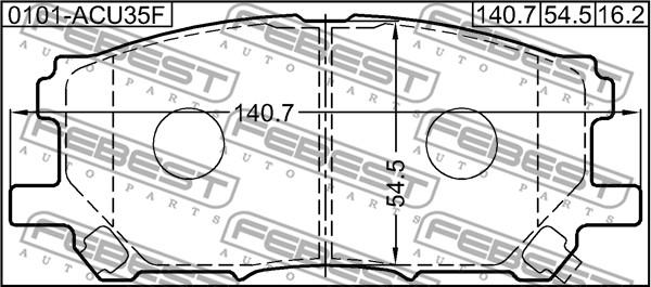 Febest 0101-ACU35F - Гальмівні колодки, дискові гальма autocars.com.ua