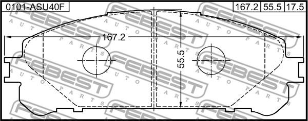 Febest 0101-ASU40F - Тормозные колодки, дисковые, комплект avtokuzovplus.com.ua