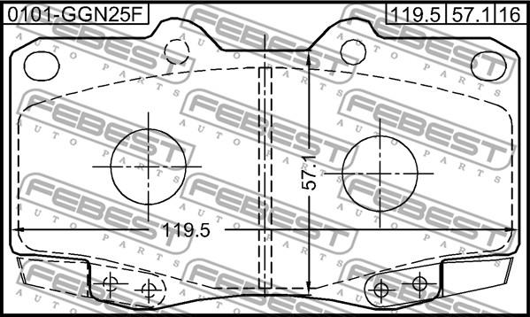 Febest 0101-GGN25F - Тормозные колодки, дисковые, комплект avtokuzovplus.com.ua