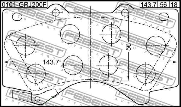 Febest 0101-GRJ200F - Гальмівні колодки, дискові гальма autocars.com.ua