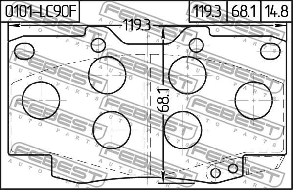 Febest 0101-LC90F - Гальмівні колодки дискові autocars.com.ua