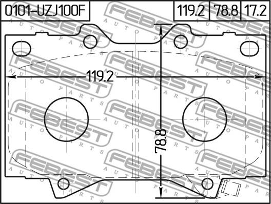 Febest 0101-UZJ100F - Гальмівні колодки дискові autocars.com.ua