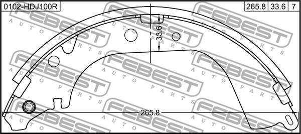 Febest 0102-HDJ100R - Комплект тормозных колодок, барабанные avtokuzovplus.com.ua