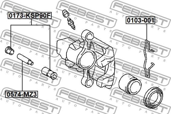 Febest 0103-001 - Пружина, колодки дискового гальма autocars.com.ua