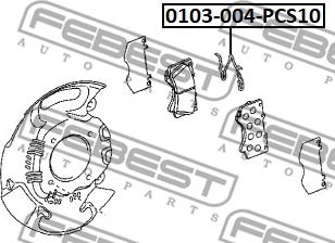 Febest 0103-004-PCS10 - Пружина, колодки дискового гальма autocars.com.ua