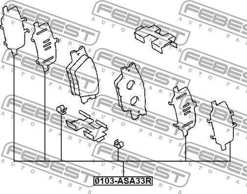 Febest 0103-ASA33R - Комплектуючі, колодки дискового гальма autocars.com.ua