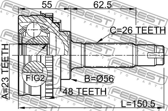 Febest 0110-010A48 - Шарнірний комплект, ШРУС, приводний вал autocars.com.ua