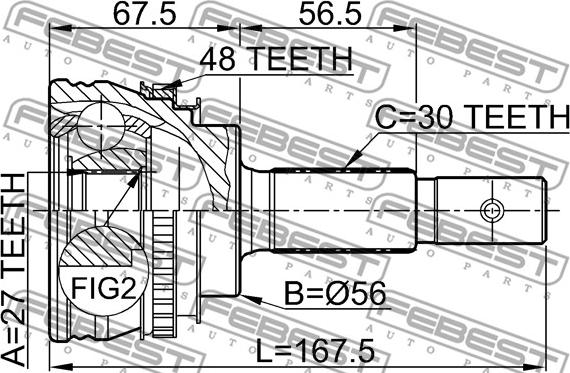 Febest 0110-013A48 - Шарнірний комплект, ШРУС, приводний вал autocars.com.ua