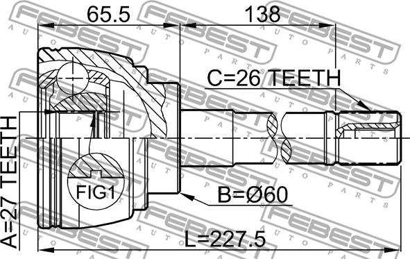 Febest 0110-014 - Шарнірний комплект, ШРУС, приводний вал autocars.com.ua