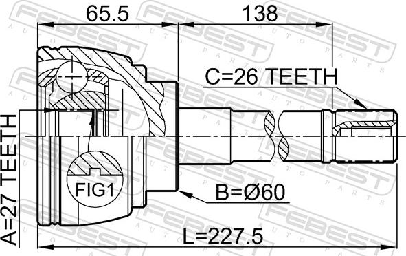 Febest 0110-014 - Шарнірний комплект, ШРУС, приводний вал autocars.com.ua