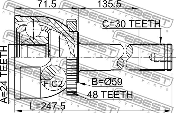 Febest 0110-015A48 - Шарнірний комплект, ШРУС, приводний вал autocars.com.ua