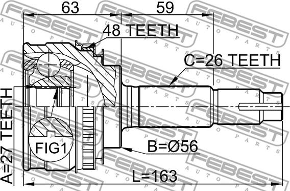 Febest 0110-018A48 - Шарнірний комплект, ШРУС, приводний вал autocars.com.ua