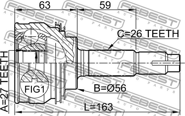 Febest 0110-018 - Шарнірний комплект, ШРУС, приводний вал autocars.com.ua