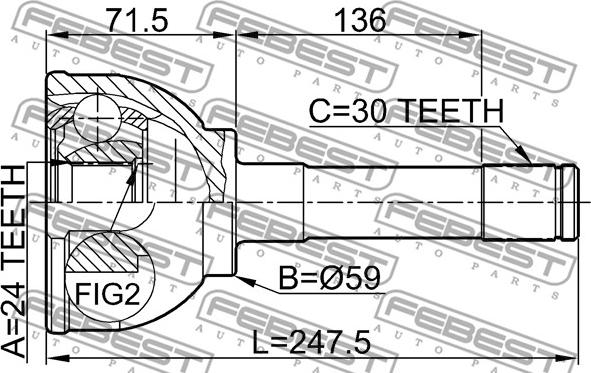 Febest 0110-030 - Шарнірний комплект, ШРУС, приводний вал autocars.com.ua