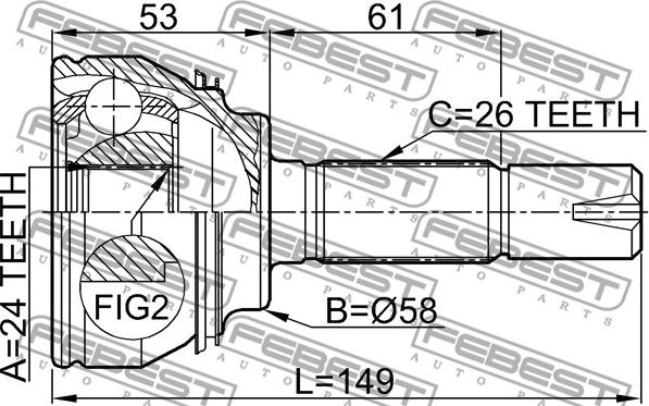 Febest 0110-055 - Шарнірний комплект, ШРУС, приводний вал autocars.com.ua