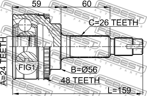 Febest 0110-056A48 - Шарнірний комплект, ШРУС, приводний вал autocars.com.ua