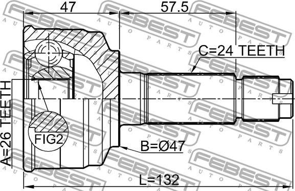 Febest 0110-075 - Шарнірний комплект, ШРУС, приводний вал autocars.com.ua