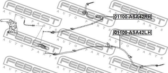 Febest 01100-ASA42LH - Тросик, cтояночный тормоз avtokuzovplus.com.ua