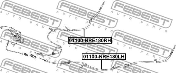 Febest 01100-NRE180RH - Трос, гальмівна система autocars.com.ua