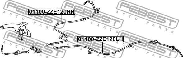 Febest 01100-ZZE120LH - Тросик, cтояночный тормоз avtokuzovplus.com.ua