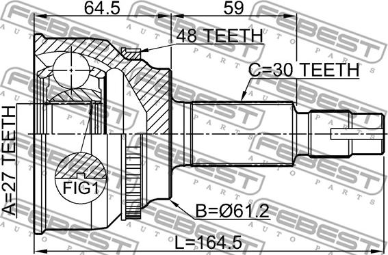 Febest 0110-AVV50A48 - Шарнирный комплект, ШРУС, приводной вал autodnr.net