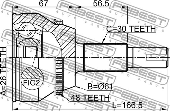 Febest 0110-GGL15A48 - Шарнирный комплект, ШРУС, приводной вал avtokuzovplus.com.ua