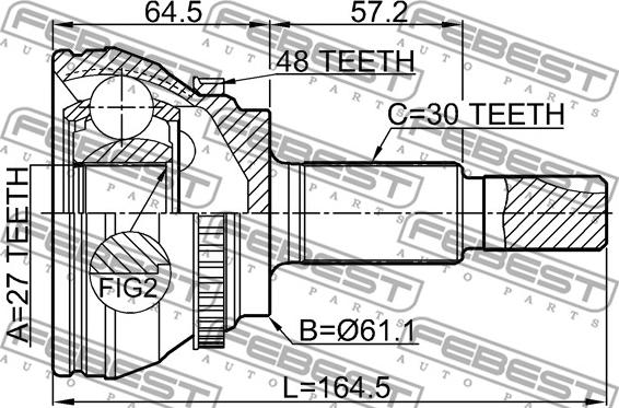 Febest 0110-GSU45A48 - Шарнирный комплект, ШРУС, приводной вал autodnr.net