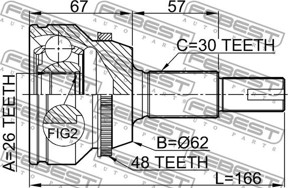 Febest 0110-GSV40A48 - Шарнірний комплект, ШРУС, приводний вал autocars.com.ua