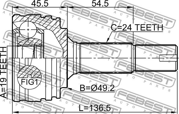 Febest 0110-KGB10 - ШРУС autocars.com.ua