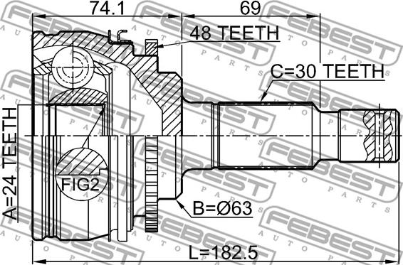 Febest 0110-KLH22A48R - Шарнірний комплект, ШРУС, приводний вал autocars.com.ua