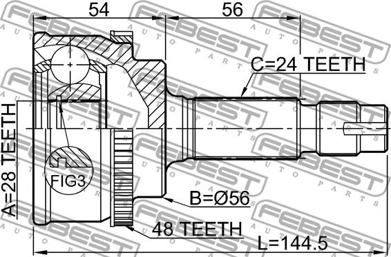 Febest 0110-NLP10A48 - Шарнірний комплект, ШРУС, приводний вал autocars.com.ua