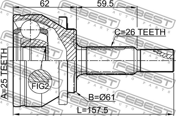 Febest 0110-ZRE181 - Шарнірний комплект, ШРУС, приводний вал autocars.com.ua