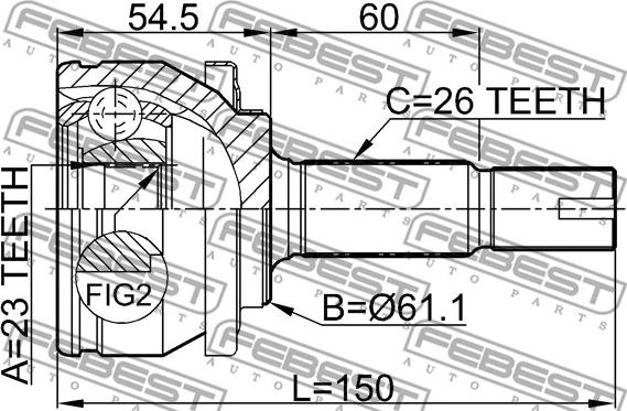 Febest 0110-ZZE150 - Шарнірний комплект, ШРУС, приводний вал autocars.com.ua