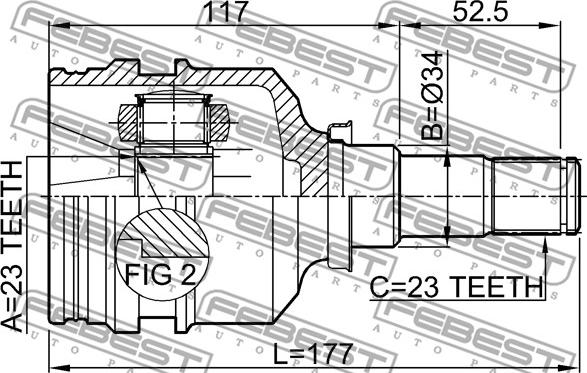 Febest 0111-001 - Шарнирный комплект, ШРУС, приводной вал autodnr.net