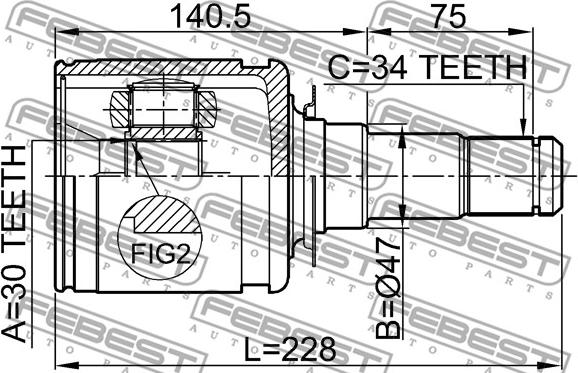 Febest 0111-200 - Шарнірний комплект, ШРУС, приводний вал autocars.com.ua