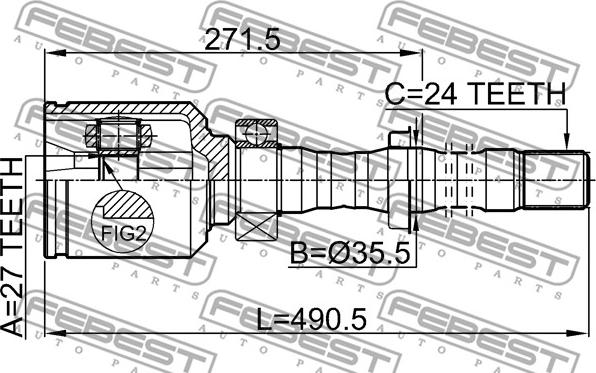 Febest 0111-ACA31RH - Шарнирный комплект, ШРУС, приводной вал avtokuzovplus.com.ua