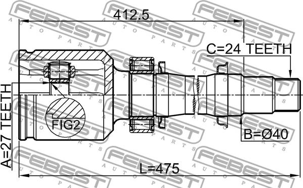 Febest 0111-ACA38RH - Шарнирный комплект, ШРУС, приводной вал avtokuzovplus.com.ua