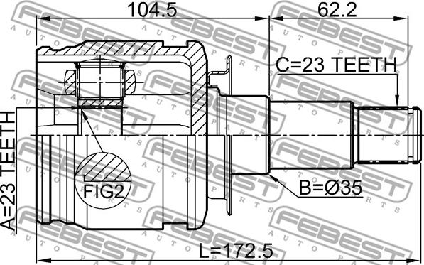 Febest 0111-ACU35R - Шарнирный комплект, ШРУС, приводной вал avtokuzovplus.com.ua