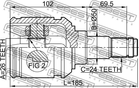 Febest 0111-AZT251LH - Шарнірний комплект, ШРУС, приводний вал autocars.com.ua